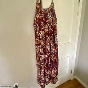 Mlle Gabrielle Maroon Floral Maxi Dress- 3X